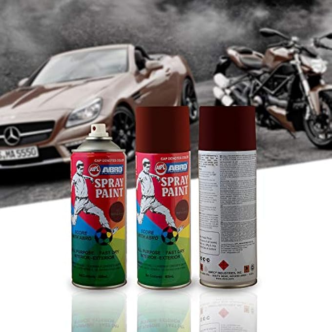 Abro SP-142 MULTIPURPOSE COLOUR SPRAY PAINT CAN (400ML, ANTI-RUST BROWN) DIY QUICK DRYING FOR METAL, WOOD, WALLS, AUTOMOTIVE CARS AND BIKES - Image 5